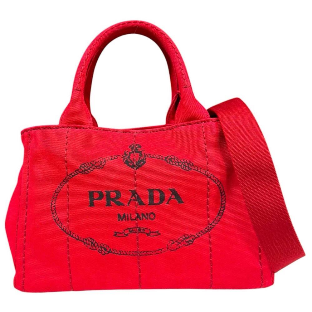 PRADA Red Canvas Shoulder Bag